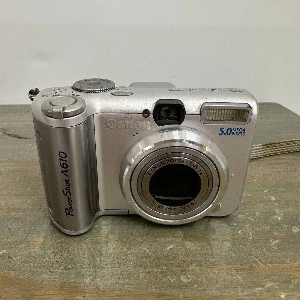 Canon PowerShot A610 Digital Camera Flip Screen 5.0MP Silver - Tested & Working!